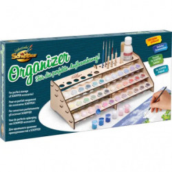 img_0:Holzständer im Organizer-Set bietet Platz für kleine Flaschen, Pinsel und Farben.