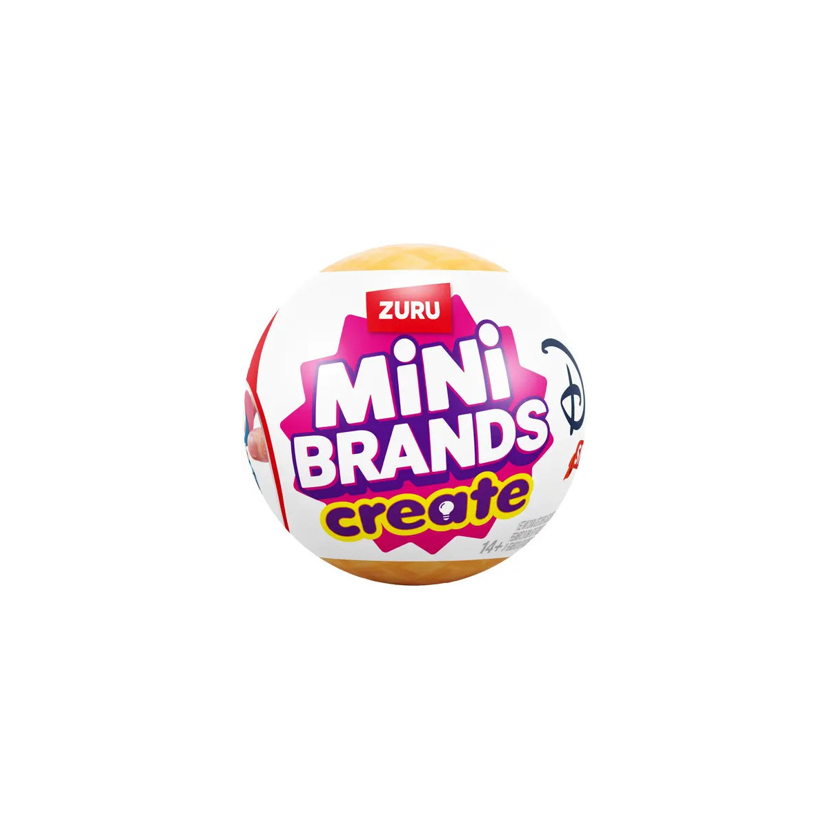 Zuru Mini Brands Create Spielzeugball mit bunter Verpackung auf weißem Hintergrund.