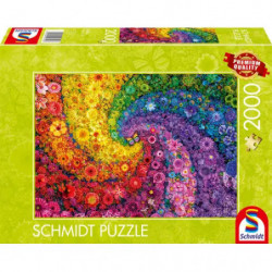 img_0:Schmidt Puzzle mit 2000 Teilen und farbenfrohem Spiralmuster aus kleinen Blumen.