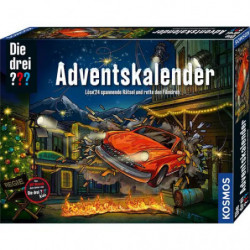 img_0:Die drei schönsten Adventskalender der Welt. Adventskalender mit Weihnachtsszene und rotem Auto vor geschmücktem Haus in Geschen