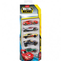 img_0:Fünf Metallspielzeugautos in verschiedenen Farben, verpackt in einer vertikalen Blisterpackung.