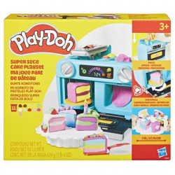 img_0:Play-Doh Küchenset: Bunte Abbildungen von Spielzeugessen und -utensilien auf der Schachtelvorderseite.