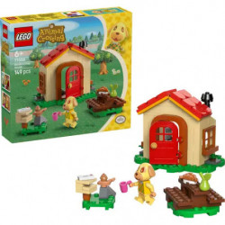 img_0:LEGO-Set mit kleinem Hundehäuschen, Hundefigur, Zubehör und Verpackung im Hintergrund.