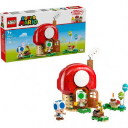 img_0:LEGO Super Mario Toads Haus mit Box, rotem Pilzhaus, Toad-Figur und Zubehör.