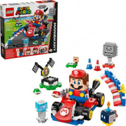 img_0:LEGO Super Mario Kart Set mit Mario-Figur, Kart, interaktiven Blöcken und Verpackung.