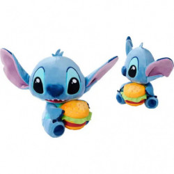 img_0:Zwei kleine blaue Cartoon-Aliens mit großen Ohren und Augen halten Hamburger vor weißem Hintergrund.