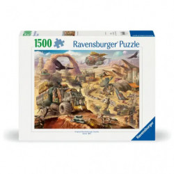 Ravensburger-Puzzle (1500 Teile) mit Dinosaurier-Illustration in prähistorischer Landschaft.