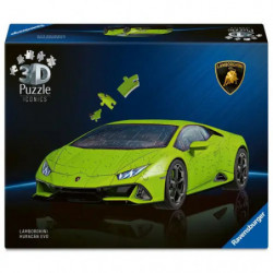 3D-Puzzle-Box mit grünem Lamborghini Huracán vor blau-schwarzem Hintergrund.