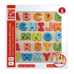 img_0:Buntes Holzpuzzle mit Buchstaben A-Z im quadratischen Kasten, geeignet für Kinder ab 3 Jahren.