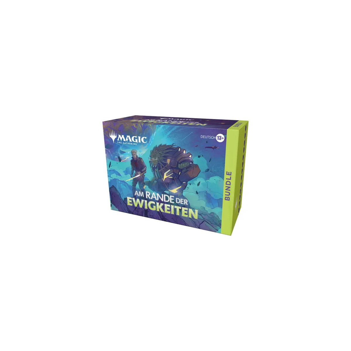 Magic: The Gathering "Am Rande der Ewigkeiten"-Bundlebox mit Fantasy-Artwork und deutschsprachigem Text.