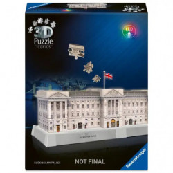 3D-Puzzlebox mit Abbildung des Buckingham Palace, darüber sind Puzzle-Teile zu sehen.