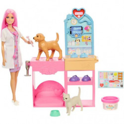 img_0:Barbie als Tierärztin mit zwei Hunden, Tierklinik-Spielset, Zubehör und veterinärmedizinischen Werkzeugen.