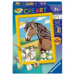Malset-Box mit Pferd und Fohlen, Aufschrift "CREART", geeignet für Kinder ab 7 Jahren.
