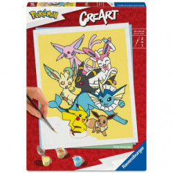CreArt-Malset mit Pokemon-Motiv: Pikachu, Evoli und Evoli-Entwicklungen sind auf der Verpackung abgebildet.