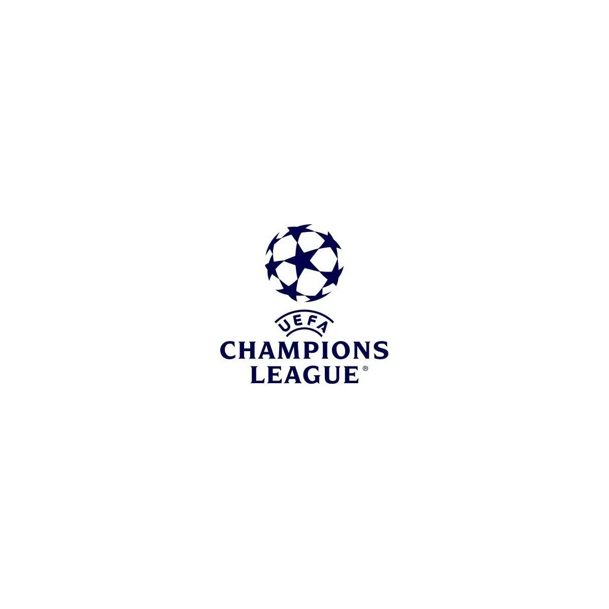 UEFA Champions League Logo mit sternförmigem Fußball über dem Schriftzug UEFA Champions League.