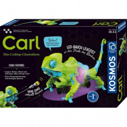 Box von Carl the Chameleon, dem Coding-Roboter von Kosmos, mit Roboterbild auf der Vorderseite.