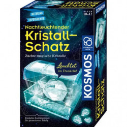 img_0:Kosmos "Kristall-Schatz" Kristallzucht-Set mit leuchtenden Kristallen auf der Verpackung abgebildet.