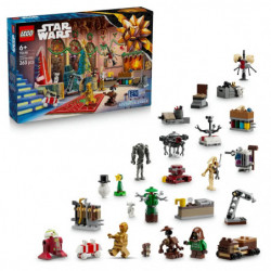 img_0:LEGO Star Wars Adventskalender mit Mini-Figuren, kleinen Modellen und festlichem Zubehör ausgestellt.
